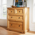 Jolof Store Corona Solid Pine 4 Drawer Chest – Rustic Mexican Style