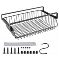 FUNSUEI No-Drill Under Desk Storage Basket, Black Slide-Out Self Adhesive Drawer, Metal Storage Basket for Office, Home, 37× 23.5 ×11 cm