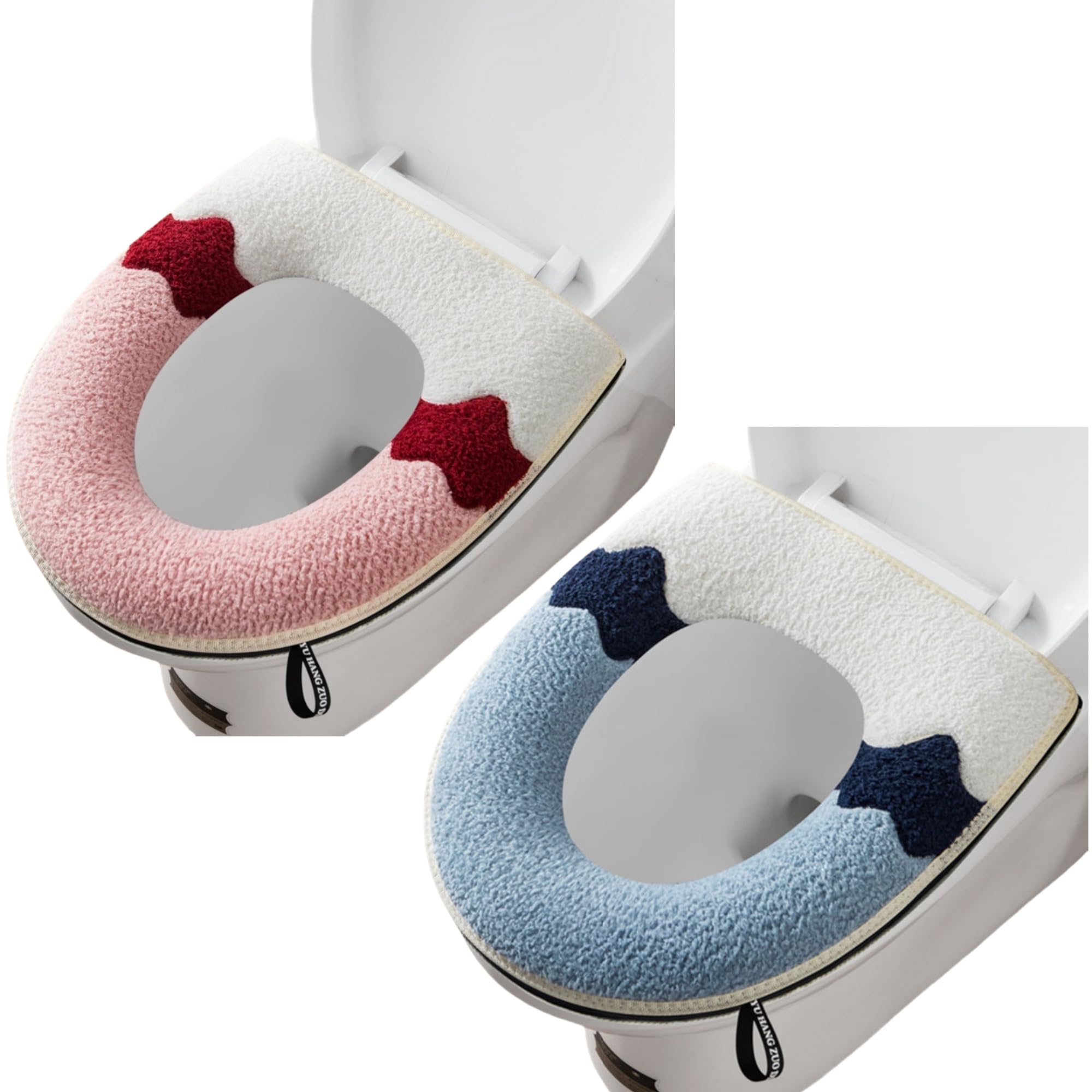 Jolof Store Soft Washable Toilet Seat Cover Pads with Handle, 2-Pack