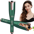 janelove Automatic Hair Curler | Ceramic Wand for Long Hair | Green & Gold