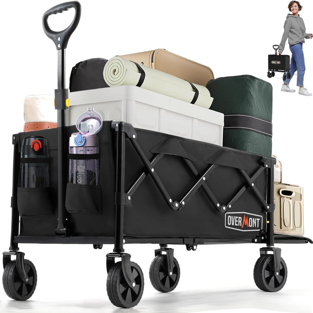 Overmont 120L Collapsible Wagon Cart – Heavy Duty Camping Trolley