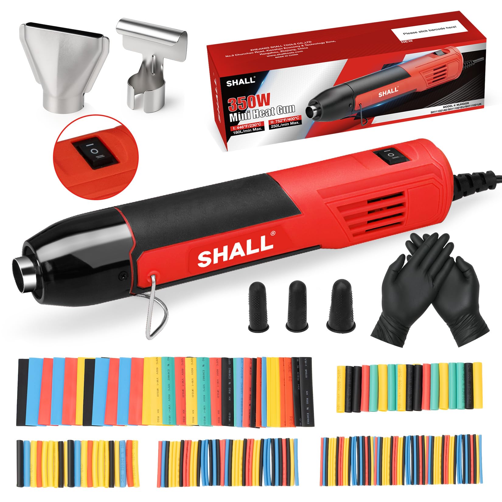 SHALL 350W Mini Heat Gun Set | Portable Hot Air Tool for Crafts & Shrink Wrap