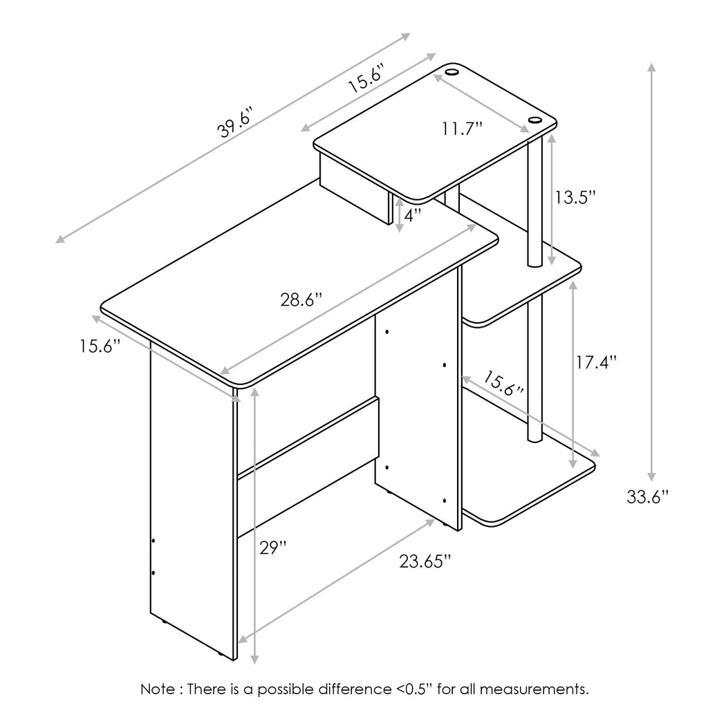 Furinno Efficient Home Computer Desk - Compact Wood Writing Table