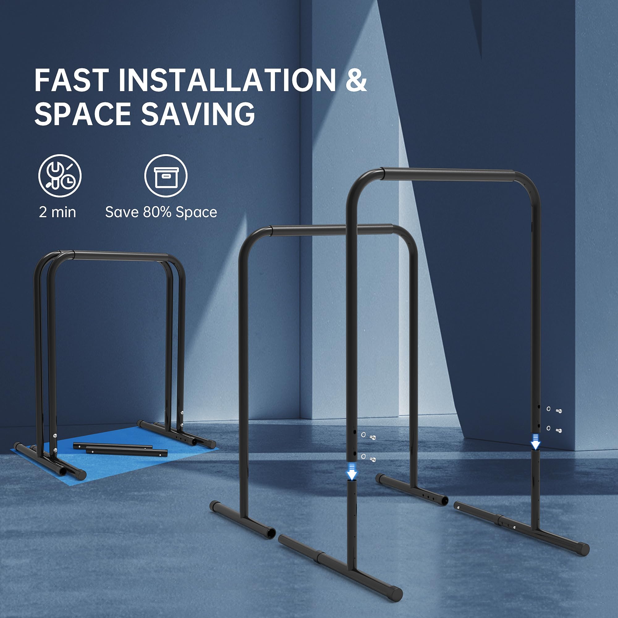 Leikefitness Pull Up Dip Station | Adjustable Height Strength Training