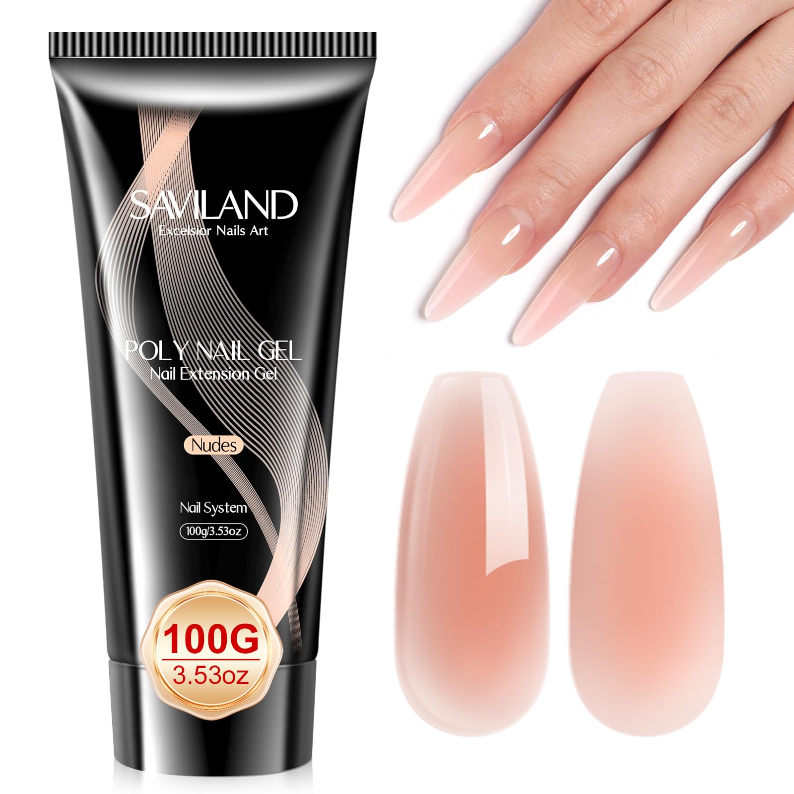 Saviland Nude Poly Nail Gel – 100g Large Capacity Nail Extension Builder