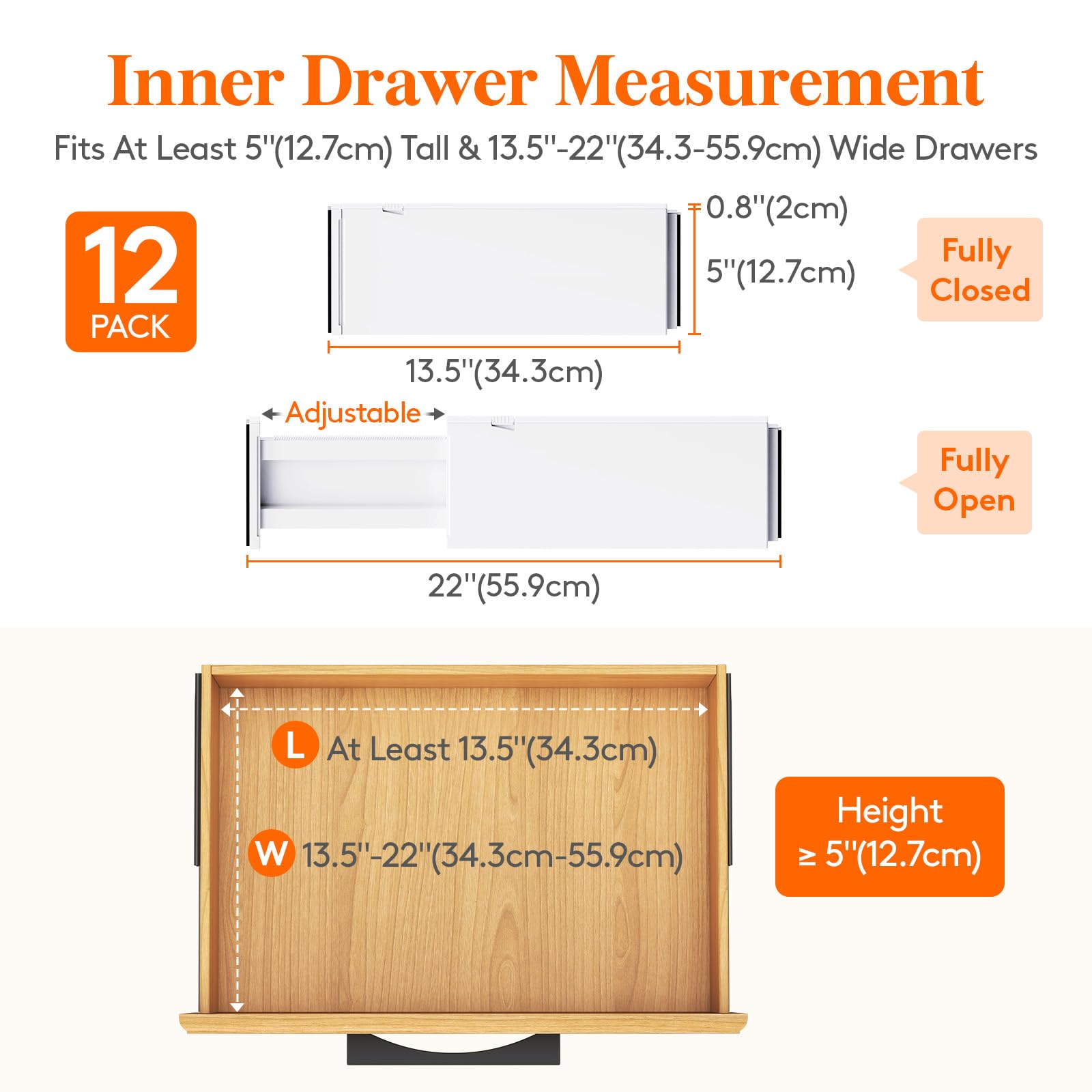 Lifewit 5 Pack Adjustable Drawer Dividers | 11-17" Expandable ABS Organizers