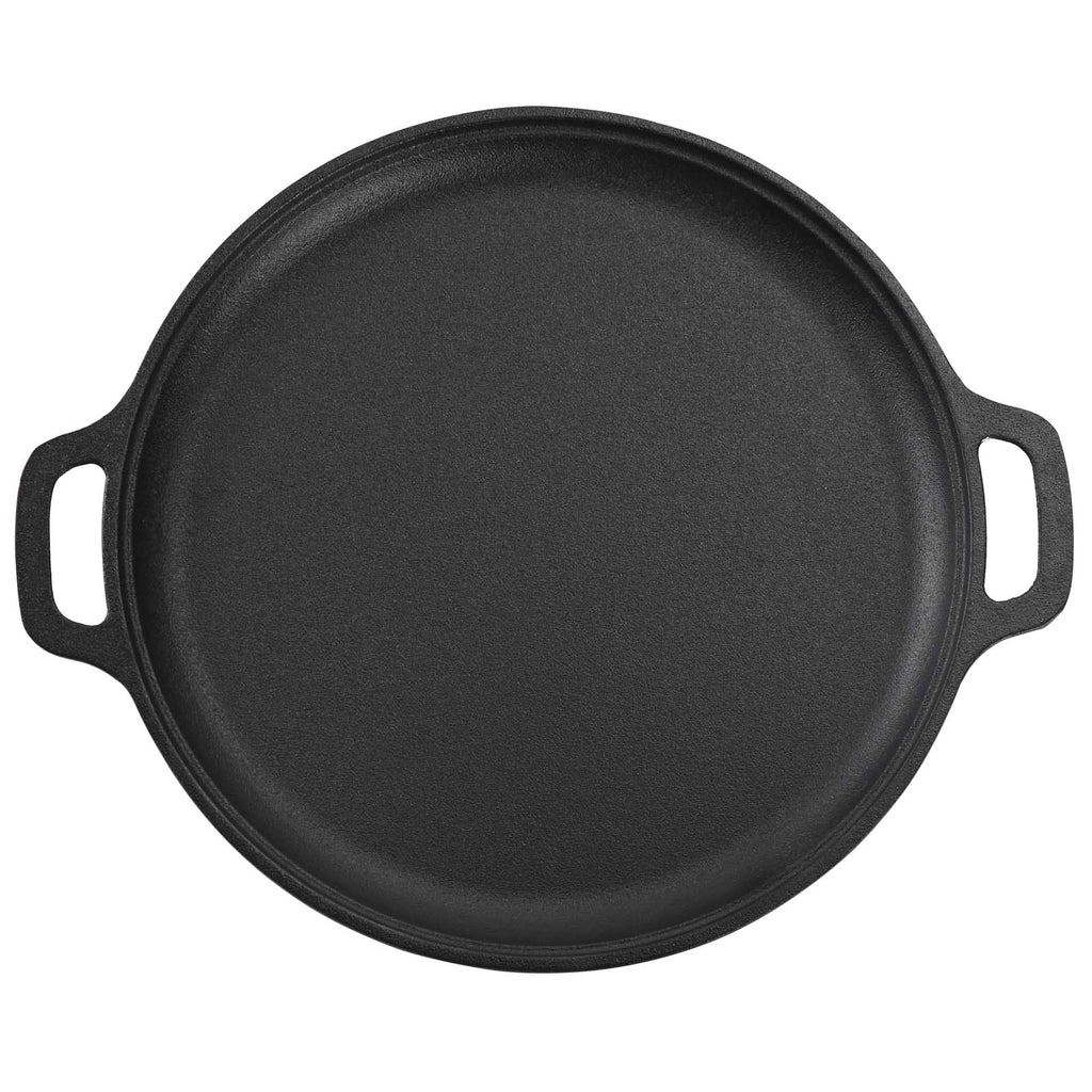 GRANDWISH Pre-Seasoned Cast Iron Skillet Pan | 35cm Round Griddle Pan