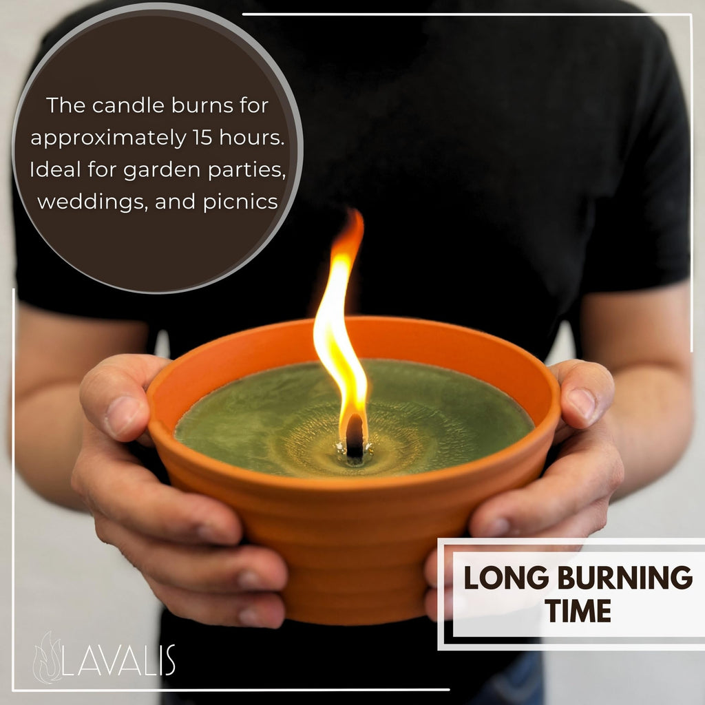 Lavalis Outdoor Garden Candle – XXL Terracotta Fire Pit, 15h Burn Time