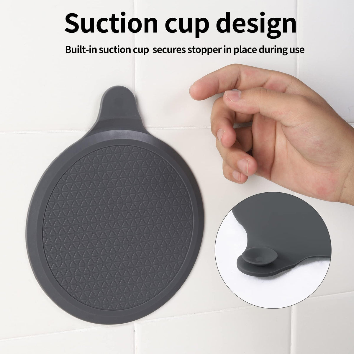 Tomario Silicone Bathtub Stopper, 6" Extra Large Sink Plug, Universal Shower Drain Tub Stopper for Kitchen Sink Bathroom Black