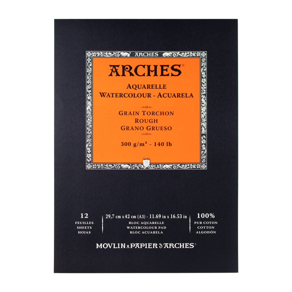 ARCHES Watercolour Pad - 100% Rag 300g/m² Coarse Grain A3 - 12 Sheets