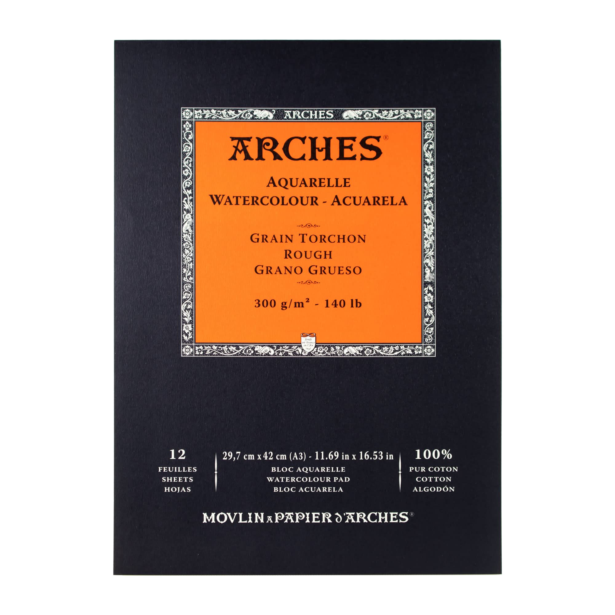 ARCHES Watercolour Pad - 100% Rag 300g/m² Coarse Grain A3 - 12 Sheets