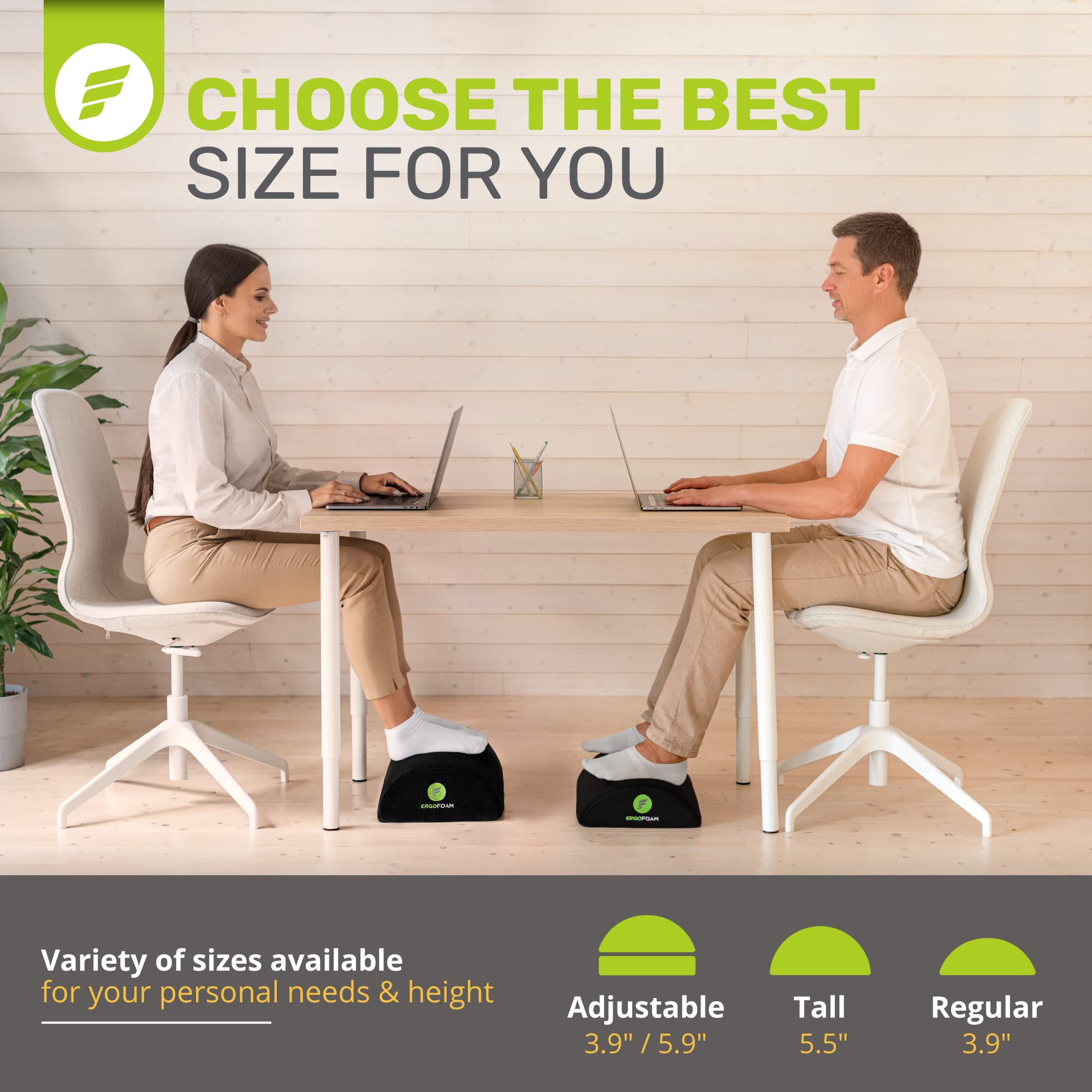 ErgoFoam Tall Desk Foot Rest – Large Velvet Foam Support (Black)