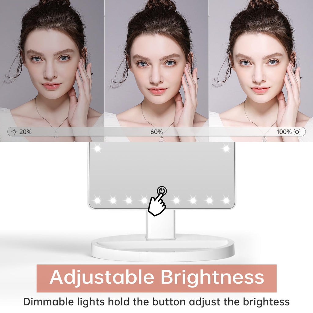 FUNTOUCH Large Lighted Vanity Makeup Mirror | 10X Magnification & 35 LEDs