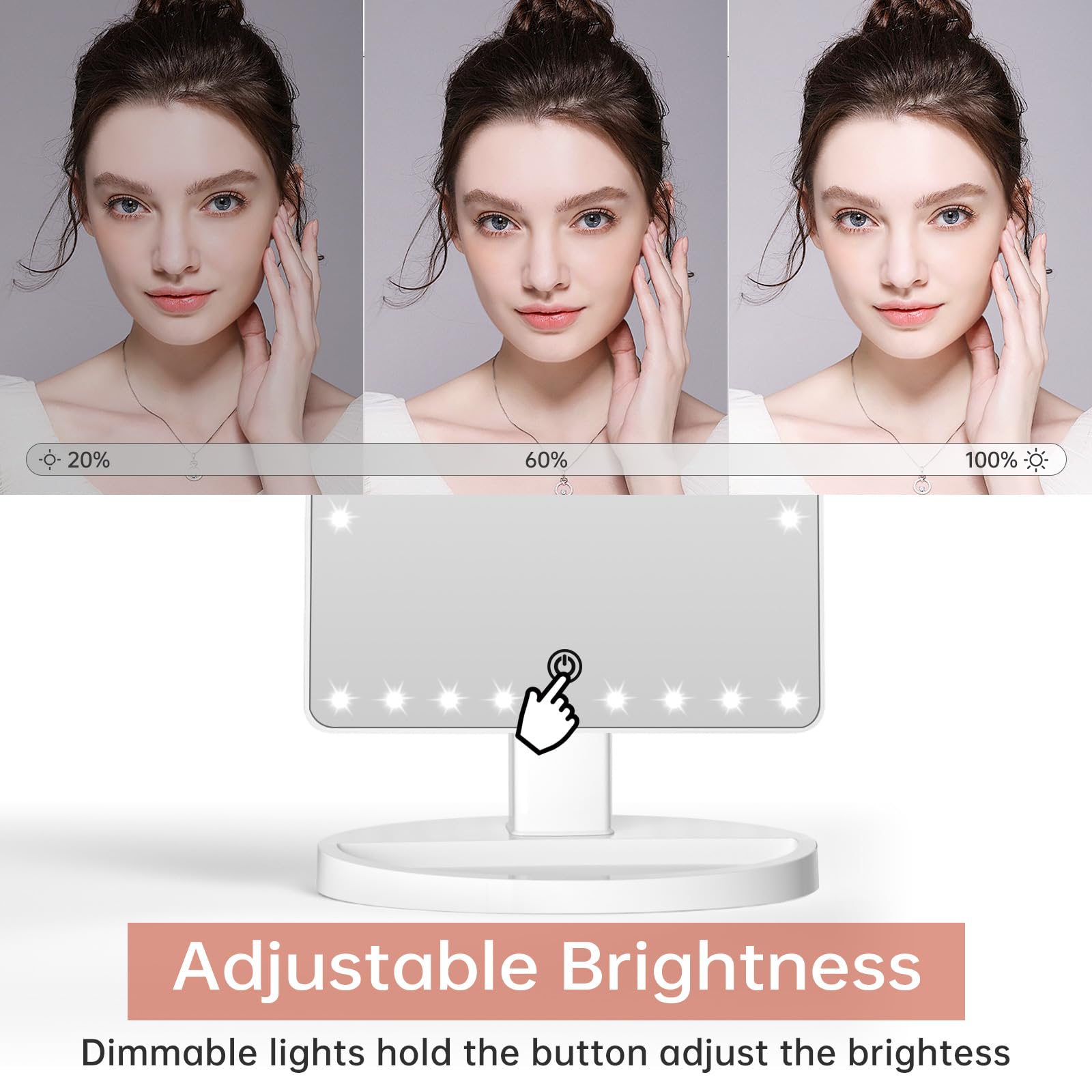 FUNTOUCH Large Lighted Vanity Makeup Mirror | 10X Magnification & 35 LEDs