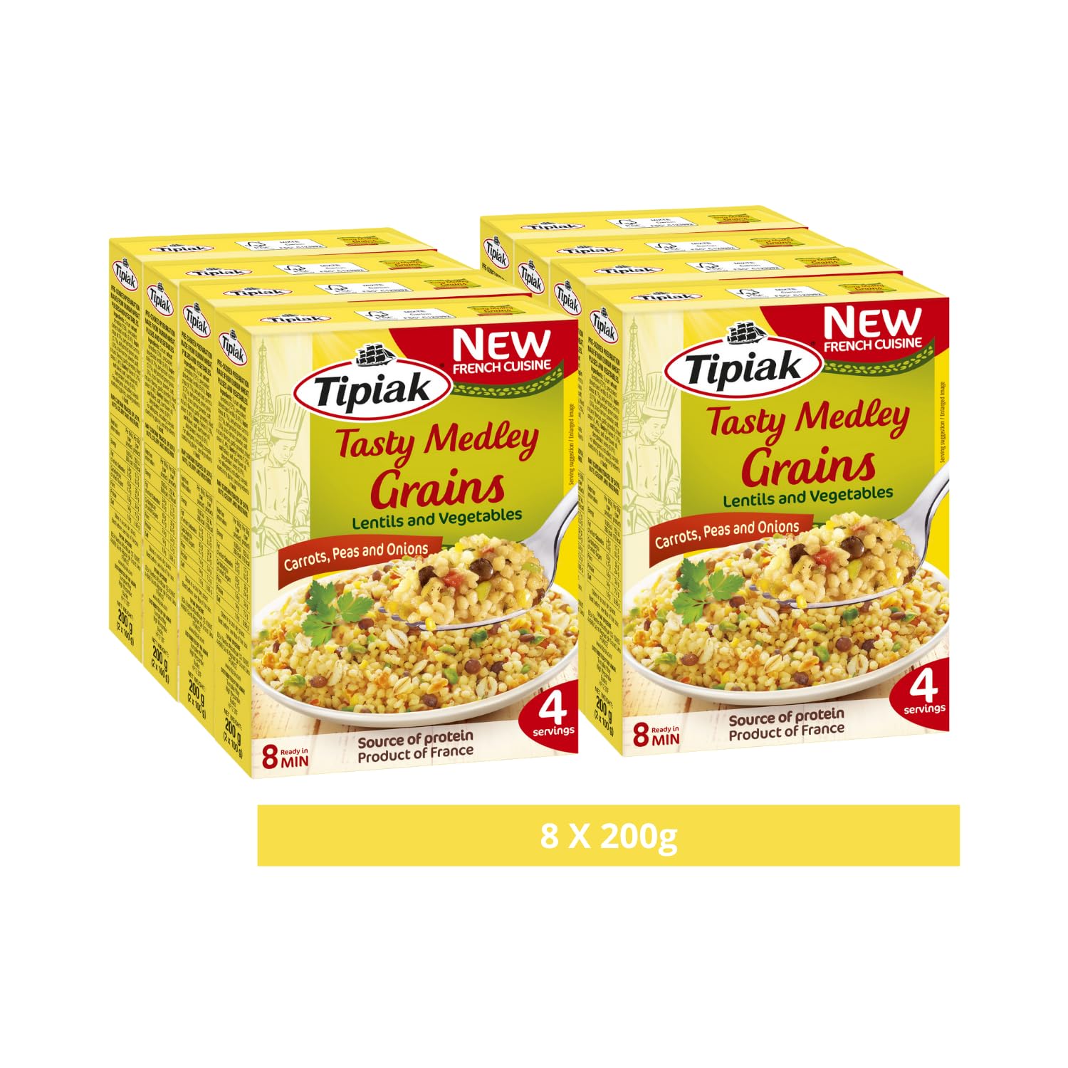 Tipiak Tasty Grains Medley | Pulses & Vegetables | 8 x 200g Packs