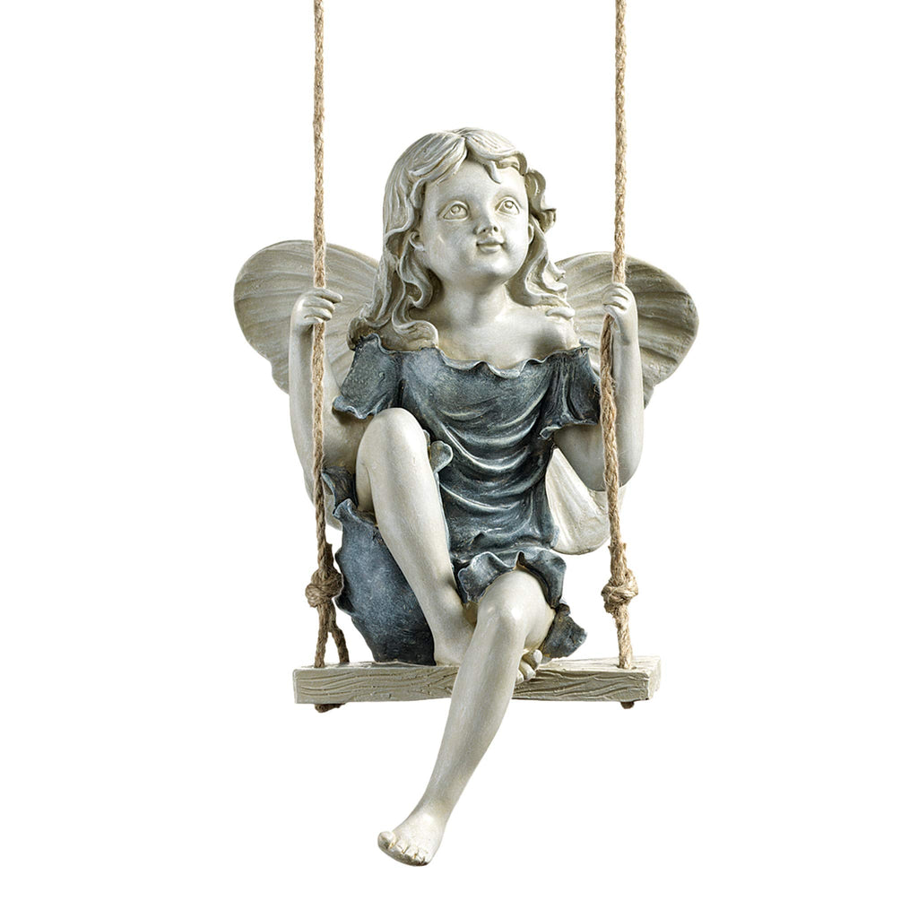Design Toscano Summertime Fairy on a Swing Hanging Garden Statue, 29 cm
