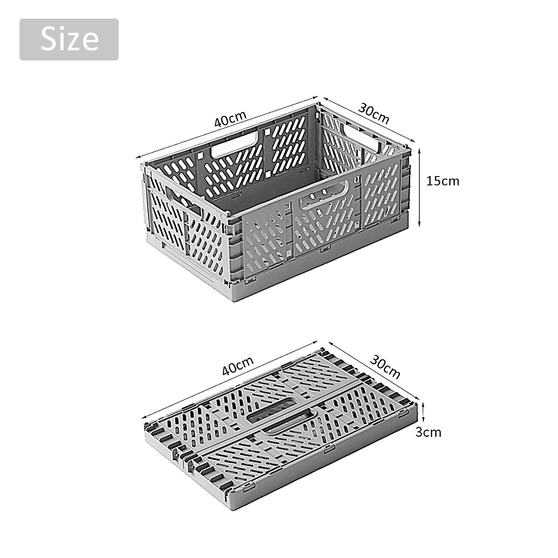 Spesh 4 Pcs Collapsible Storage Crates – Stackable Plastic Folding Baskets