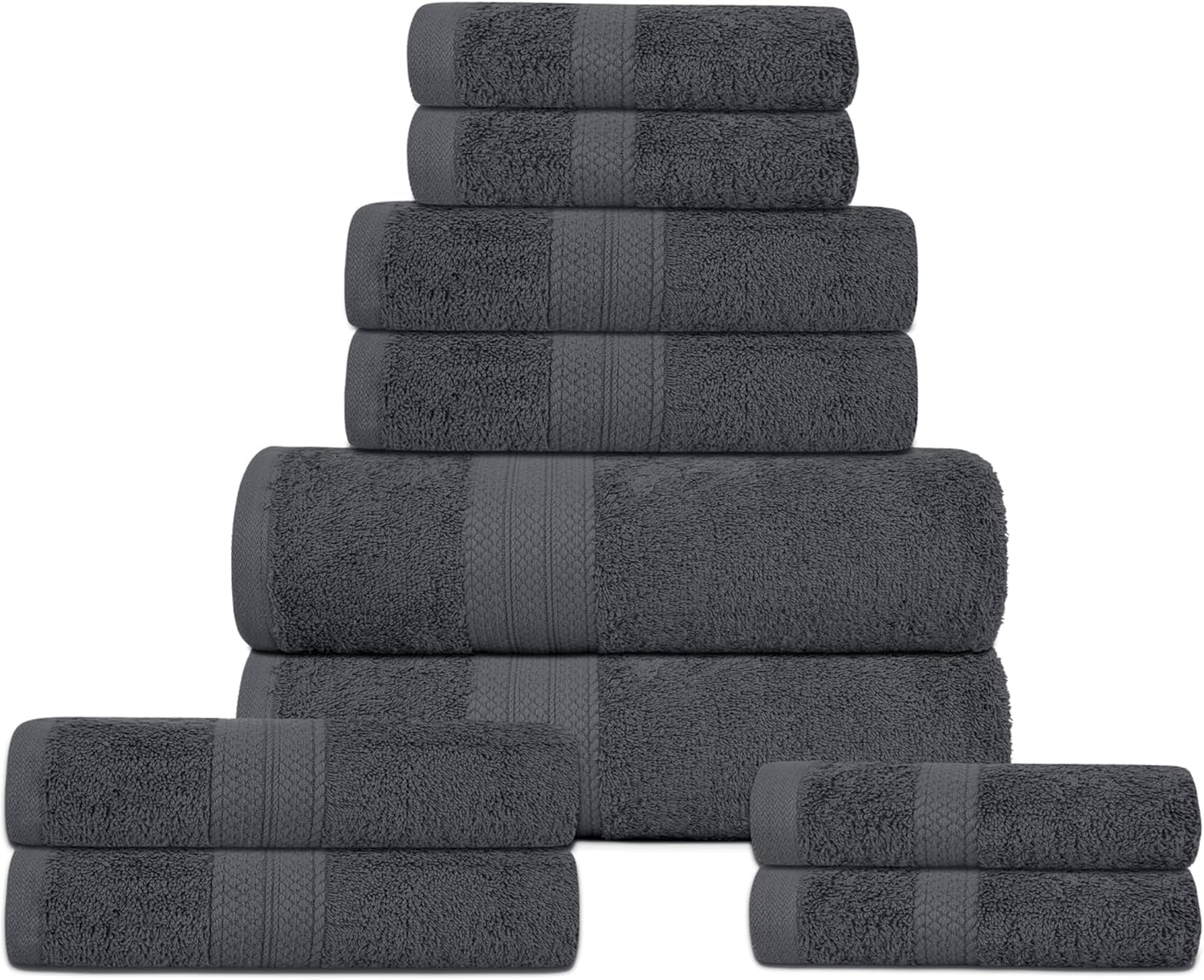 DreamNights 10-Piece Cotton Towel Bale Set – Charcoal Hotel Quality