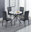 Hallowood Cullompton Round Marble Dining Table and 4 Black Leather Chairs