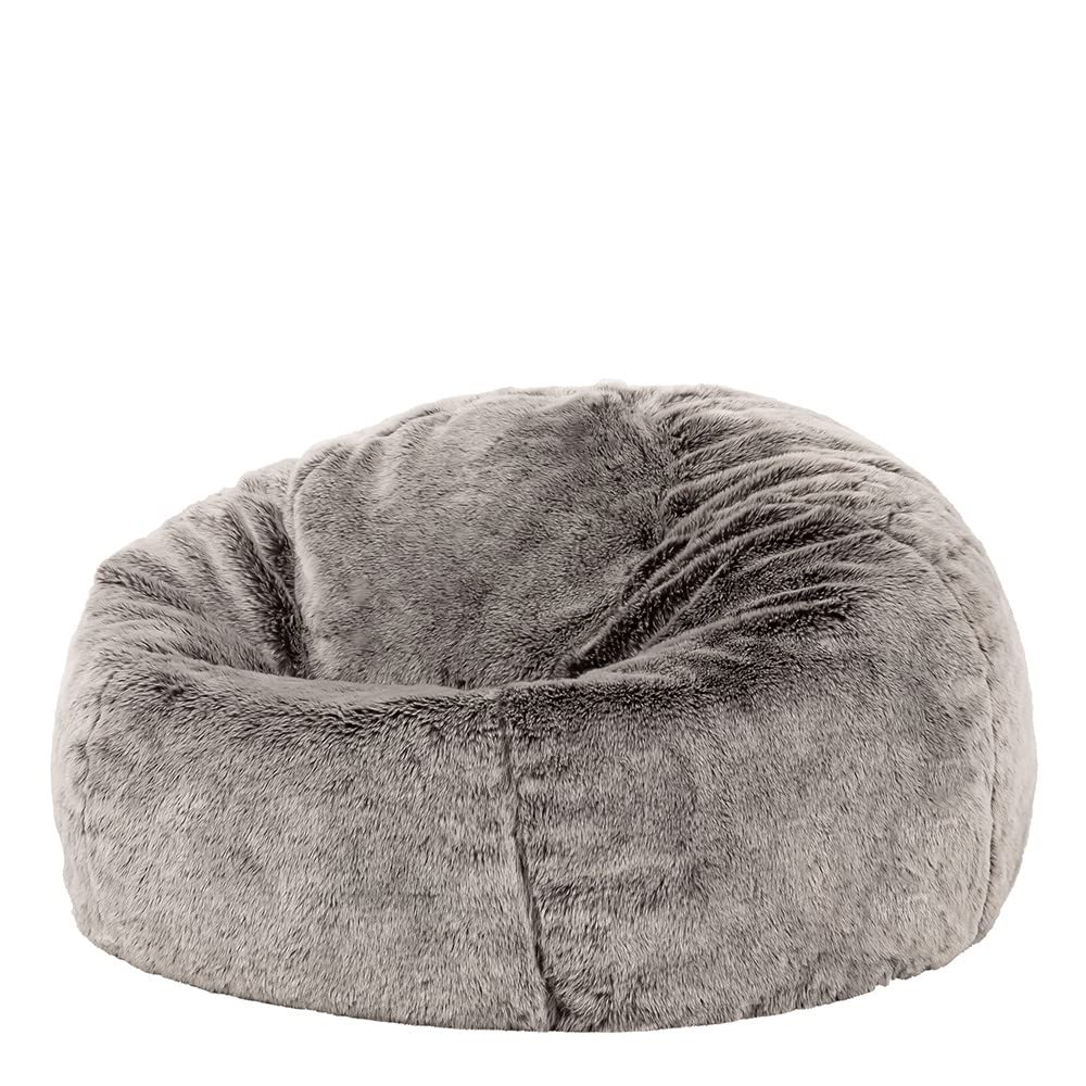 icon Kingston Faux Fur Fluffy Bean Bag with Filling Included, Grey - image 1