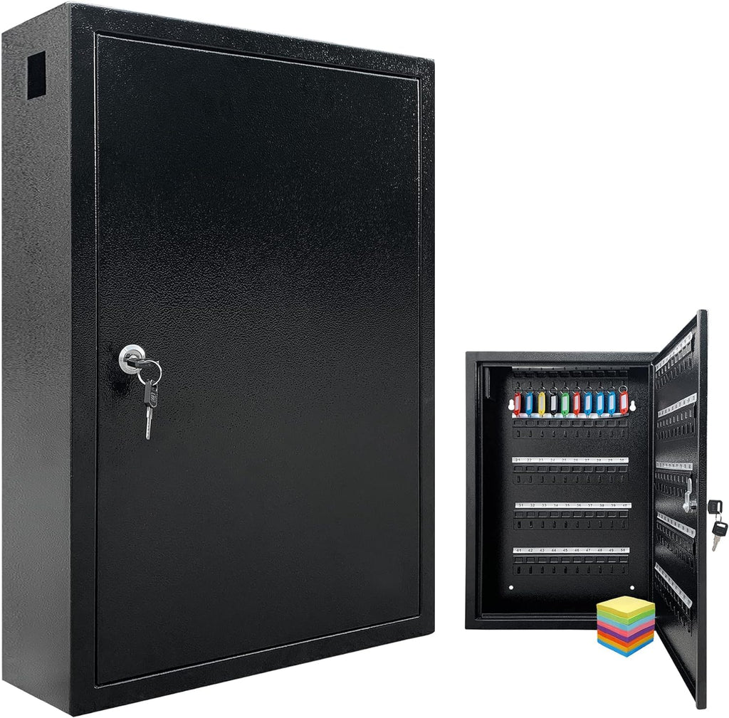 VORVIL 64-Hook Key Lock Box Cabinet | Wall Mount Galvanized Steel Organizer