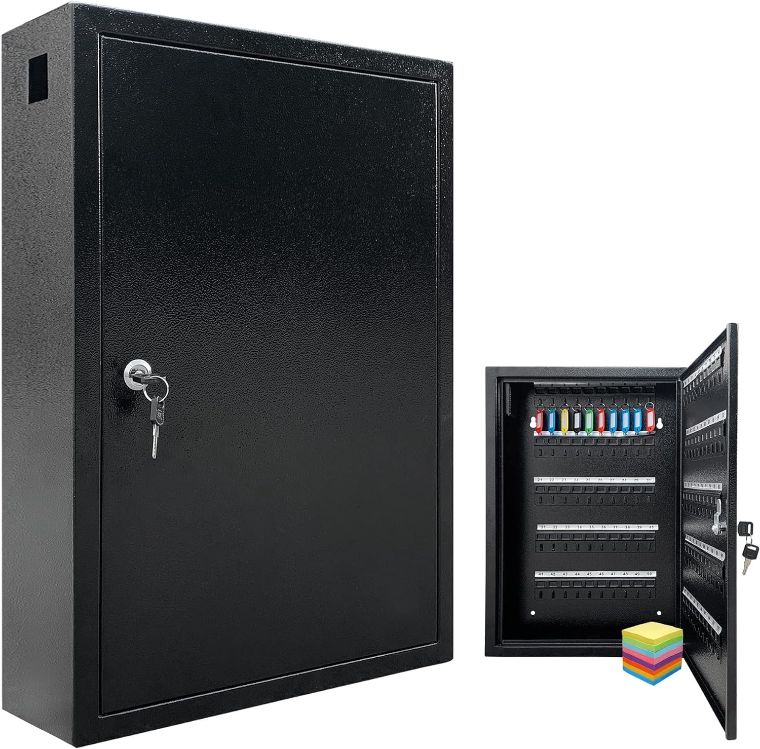 VORVIL 64-Hook Key Lock Box Cabinet | Wall Mount Galvanized Steel Organizer