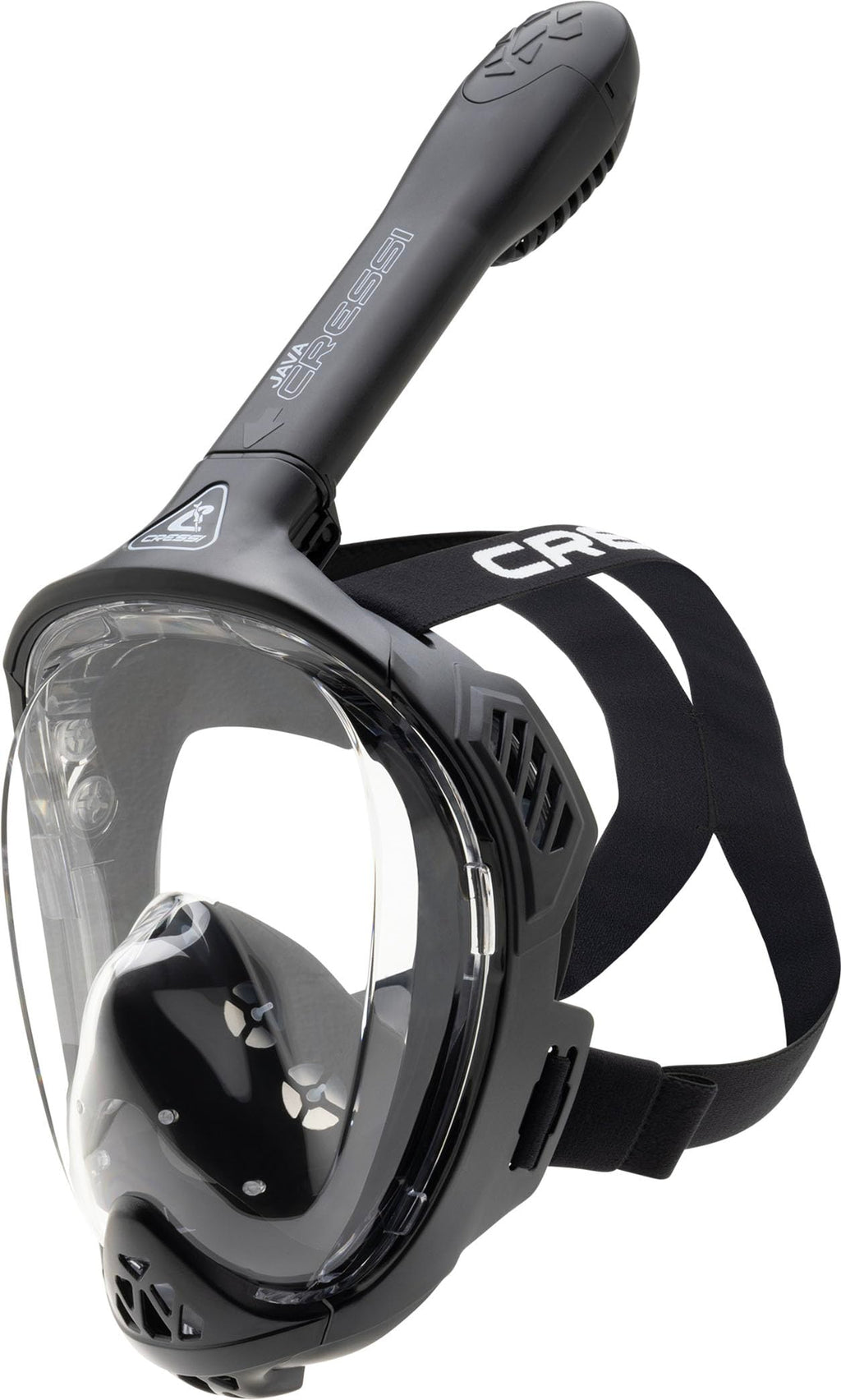 Cressi Java Full Face Snorkel Mask – Anti-Fog Silicone – Black, L/XL