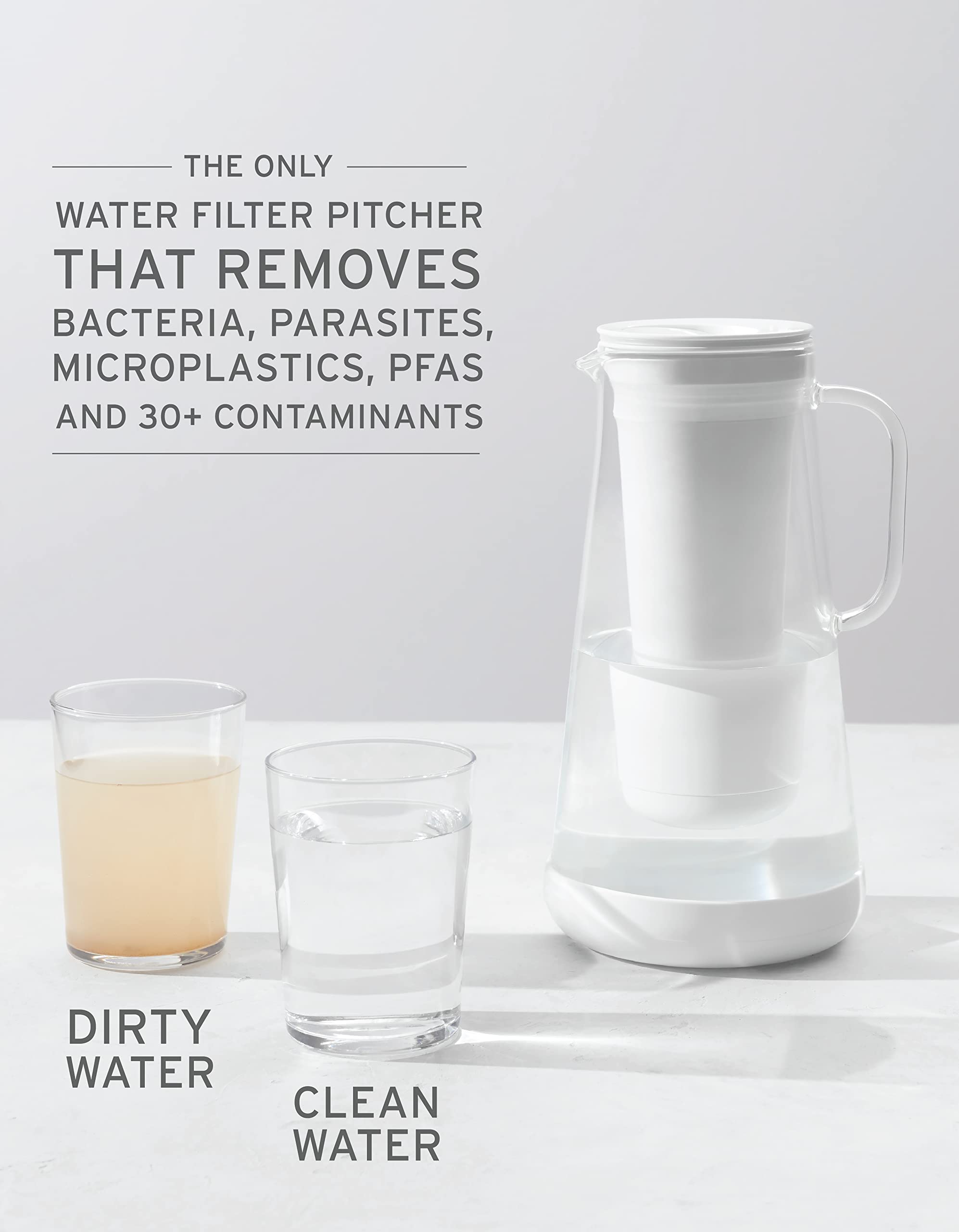 LifeStraw Home 7-Cup Glass Water Filter Pitcher with Silicone Base