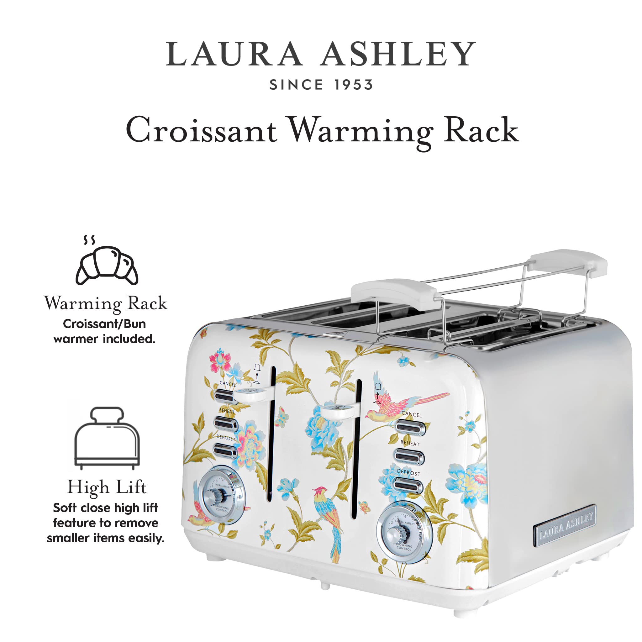 Laura Ashley Elveden 4-Slice Toaster | White Stainless Steel by VQ