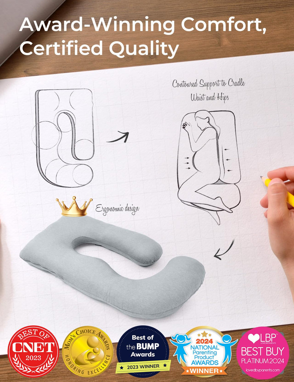 Momcozy Cooling U-Shaped Pregnancy Pillow - 57 Inch Full Body Support