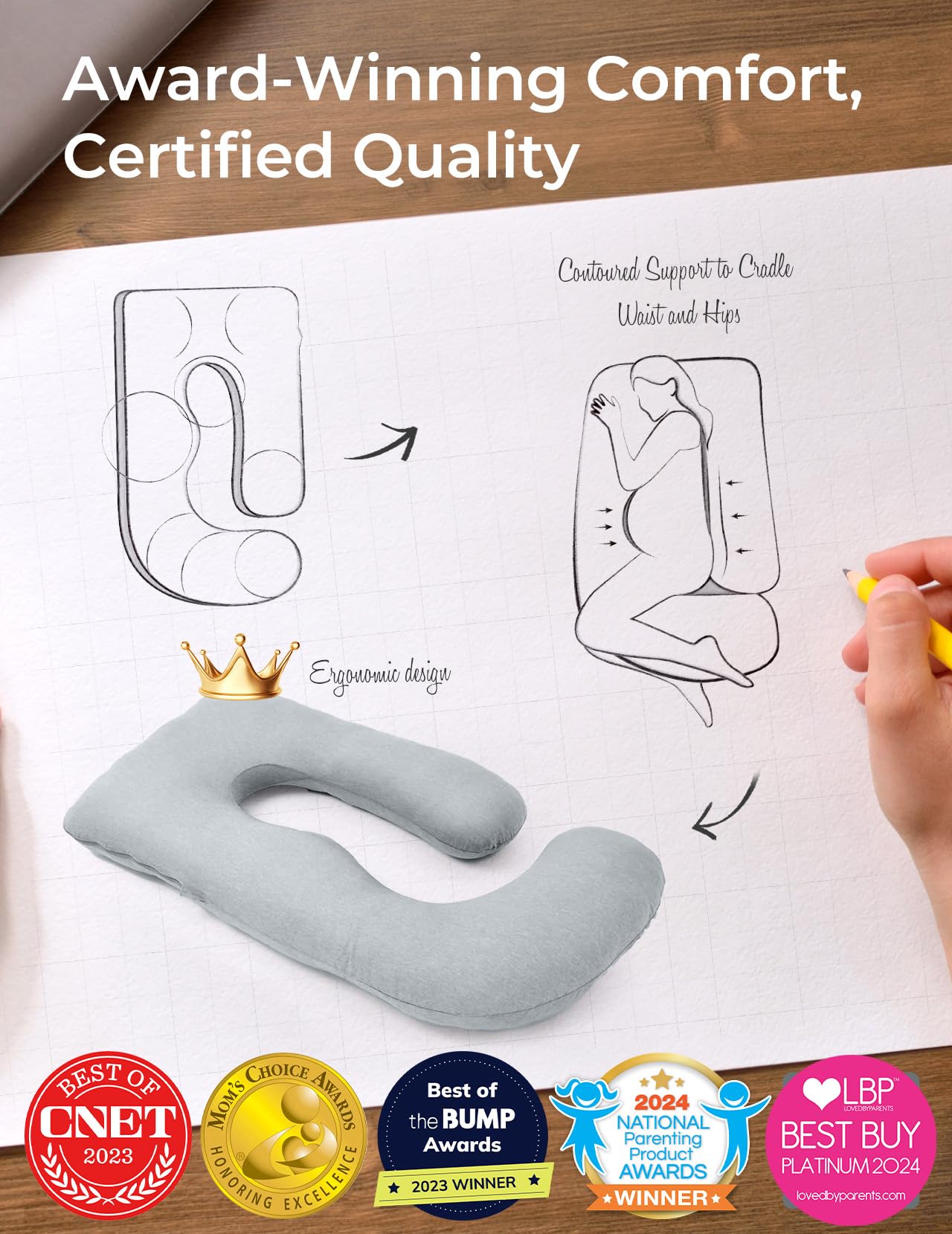 Momcozy Cooling U-Shaped Pregnancy Pillow - 57 Inch Full Body Support