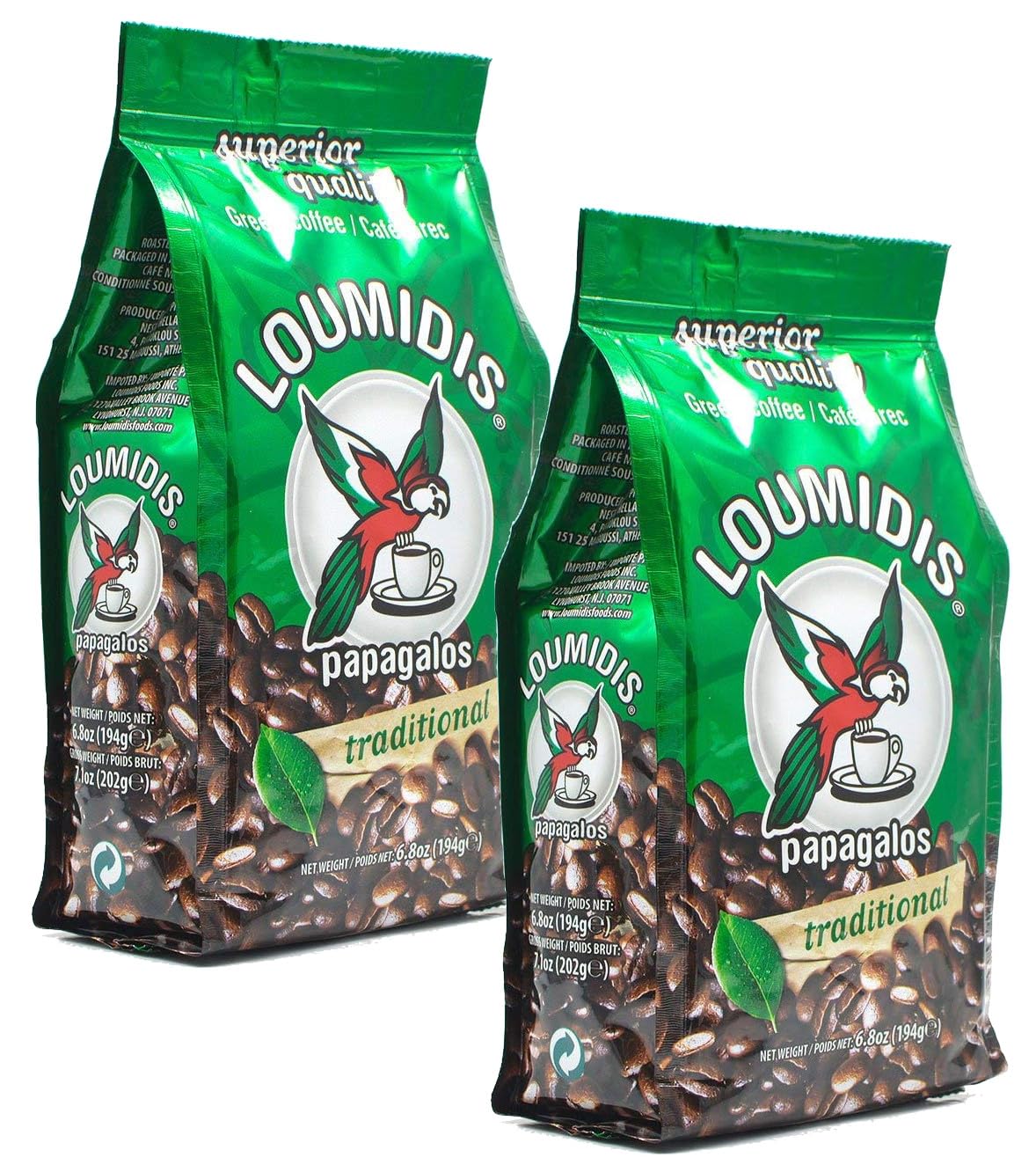Loumidis Papagalos Traditional Greek Ground Coffee - 194g (2 Pack)