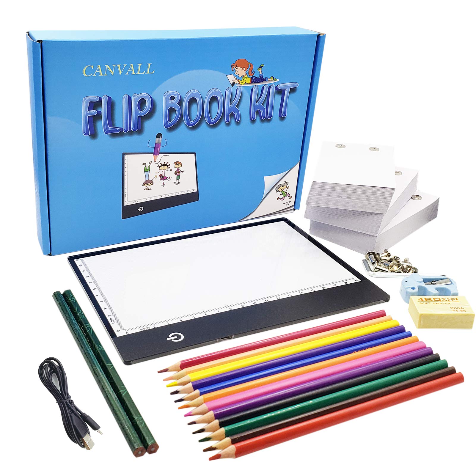 Canvall Flipbook Kit with LED Light Box, 540 Pages & Drawing Pencils