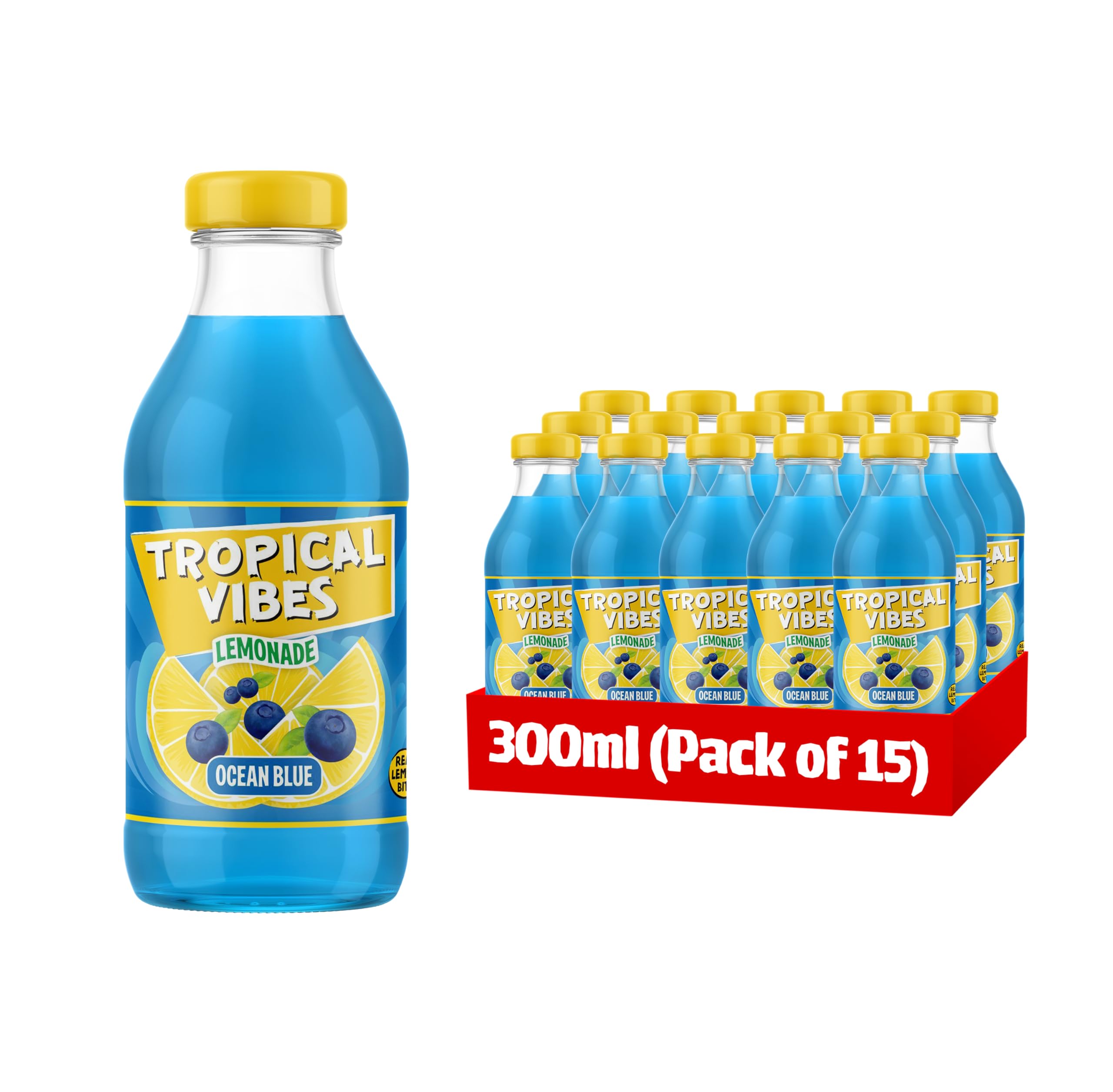 Tropical Vibes Ocean Blue Lemonade Fruit Drink, 300ml (Pack of 15)