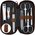 Solingen 7-Piece Manicure Set | Real Leather Case & Glass Nail File