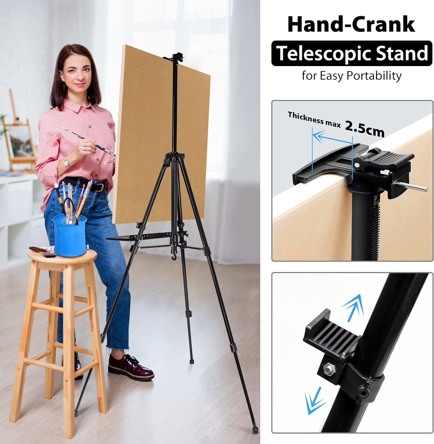 WIIGO Art Easel Stand – Adjustable 155cm Aluminum Tripod for Floor & Table