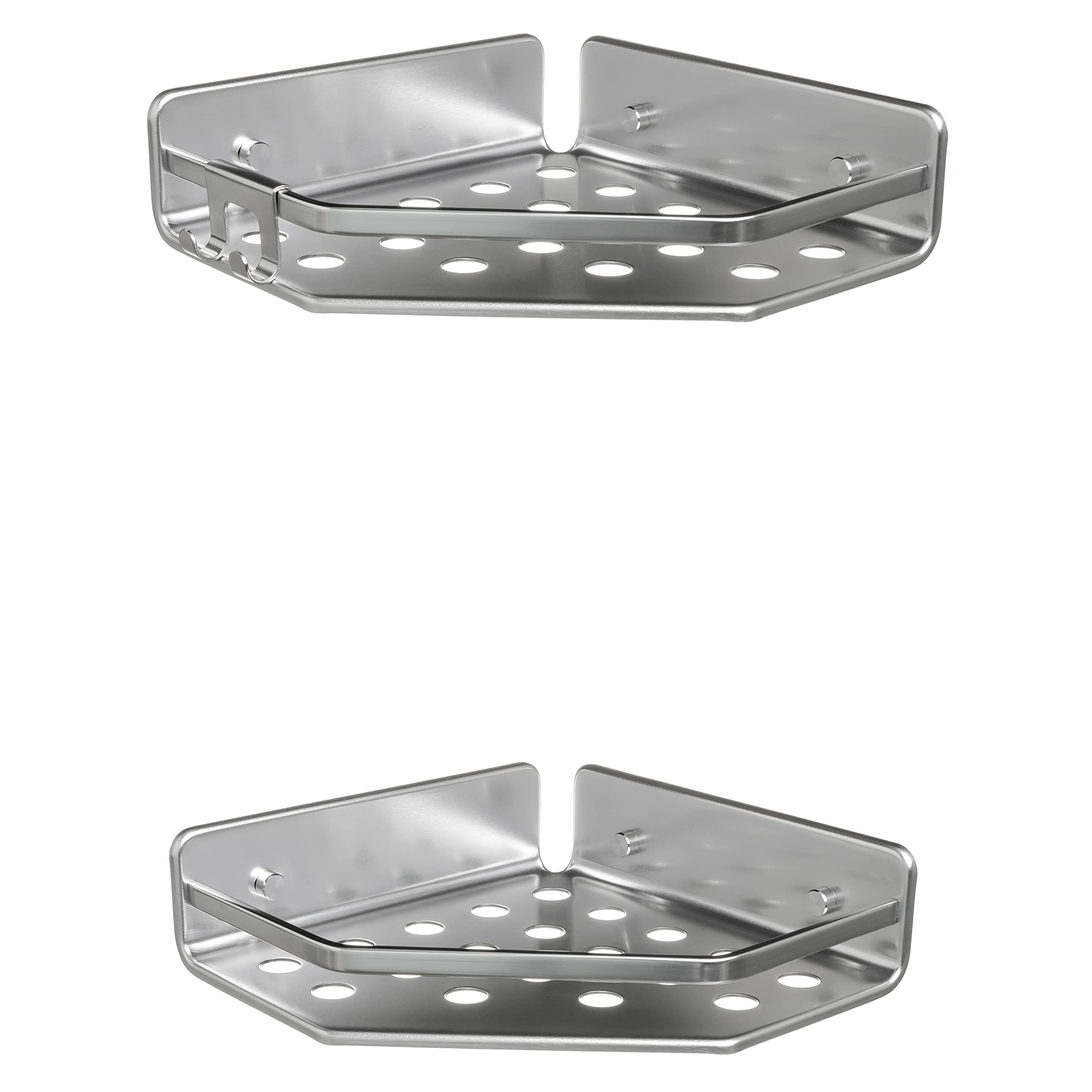 TATAY Moon Corner Shower Racks - Set of 2 Stainless Aluminium Shelves