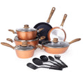 Nuovva 15-Piece Non-Stick Copper Cookware Set for Induction Hobs