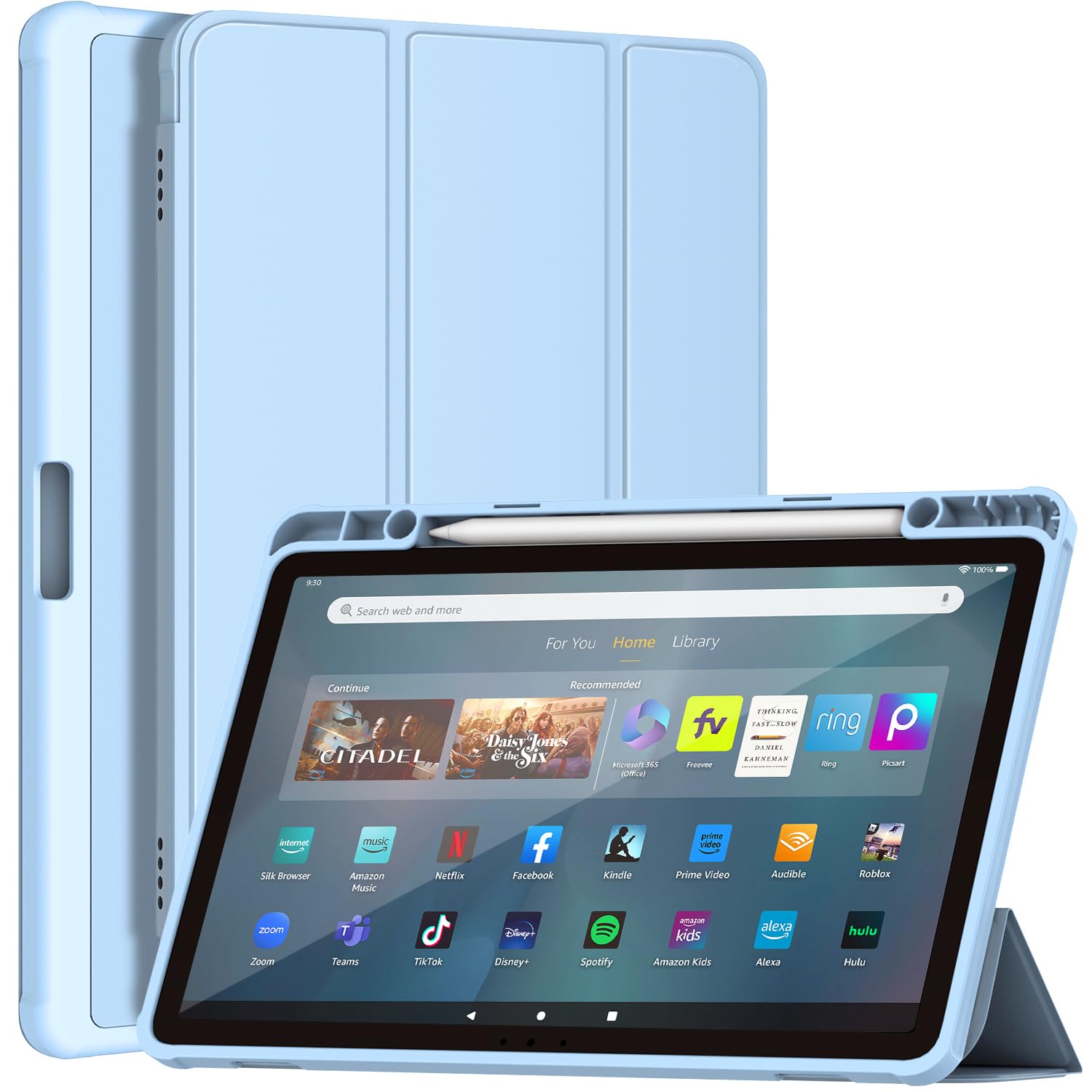 Sonlaryin Fire Max 11 Tablet Case – Trifold Stand TPU Cover, Sky Blue