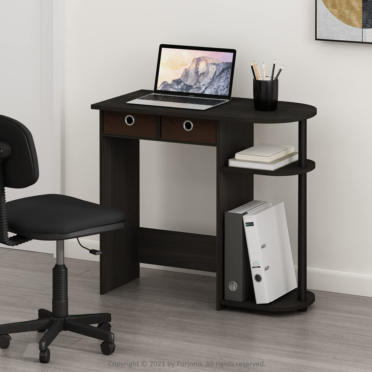 Furinno Go Green Home Laptop Notebook Computer Desk, Study Desk, Writing Desk, Espresso/Black/Brown - image 2