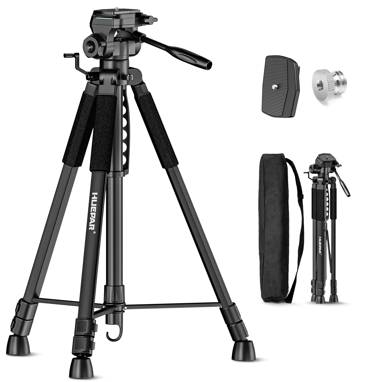 Huepar 172cm Laser Level Tripod | 3-Way Swivel Pan Head & 1/4" Screw