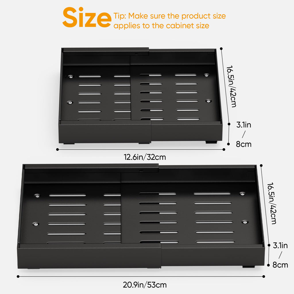 2-Pack Expandable Pull Out Cabinet Organizer, 12.6-21" Width