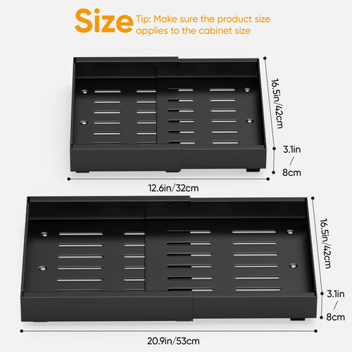 2-Pack Expandable Pull Out Cabinet Organizer, 12.6-21" Width