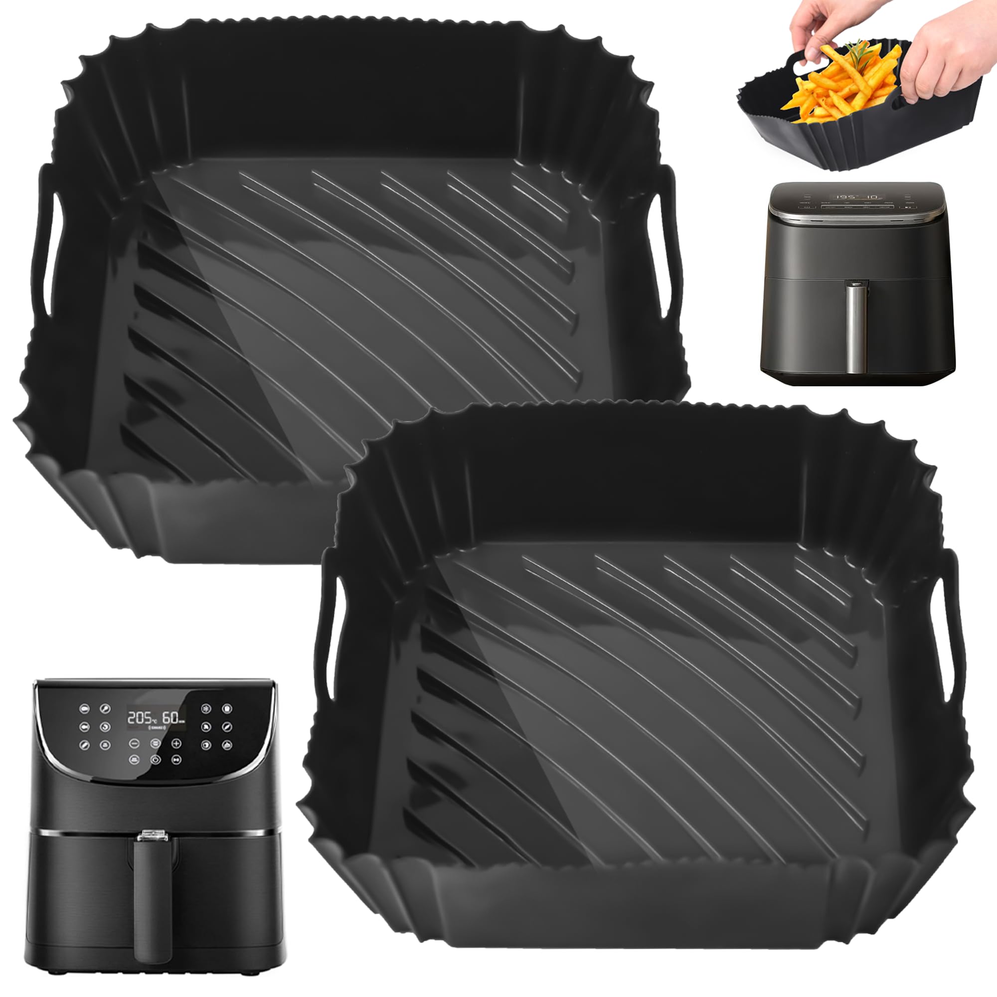 Hivio 9 Inch Square Silicone Air Fryer Liner for Cosori & Ninja