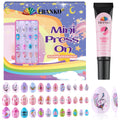 EBANKU 72Pcs Kids Press on Nails – Cute Ice Cream Pattern Fake Nail Kit