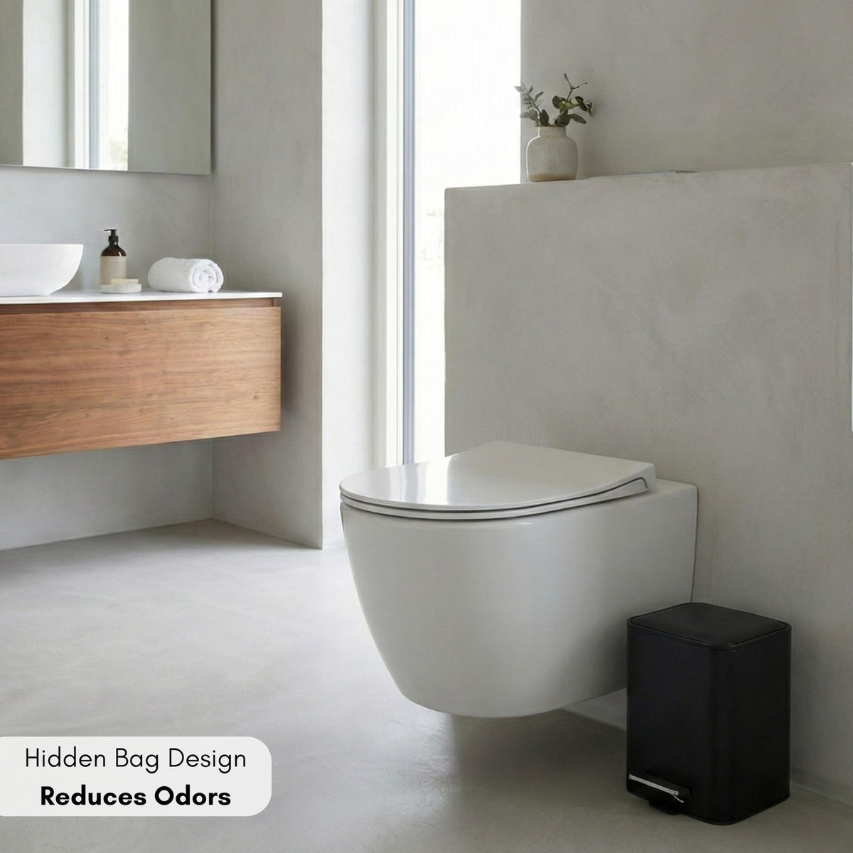Erreke Bathroom Pedal Bin 3L, Black, Removable Inner Bucket, Modern Design - image 5