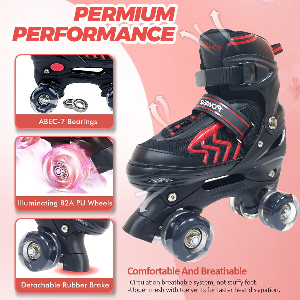 Jolof Store Kids Roller Skates | 4-Size Adjustable with 8 Light Up Wheels