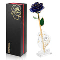 Ariceleo 24K Gold Dipped Preserved Infinity Rose - Blue Resin Flower Decor