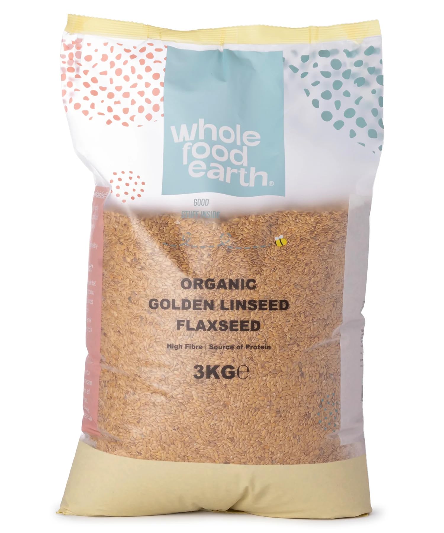 Wholefood Earth Organic Golden Linseed | Raw Flaxseed - 3kg Bulk Bag
