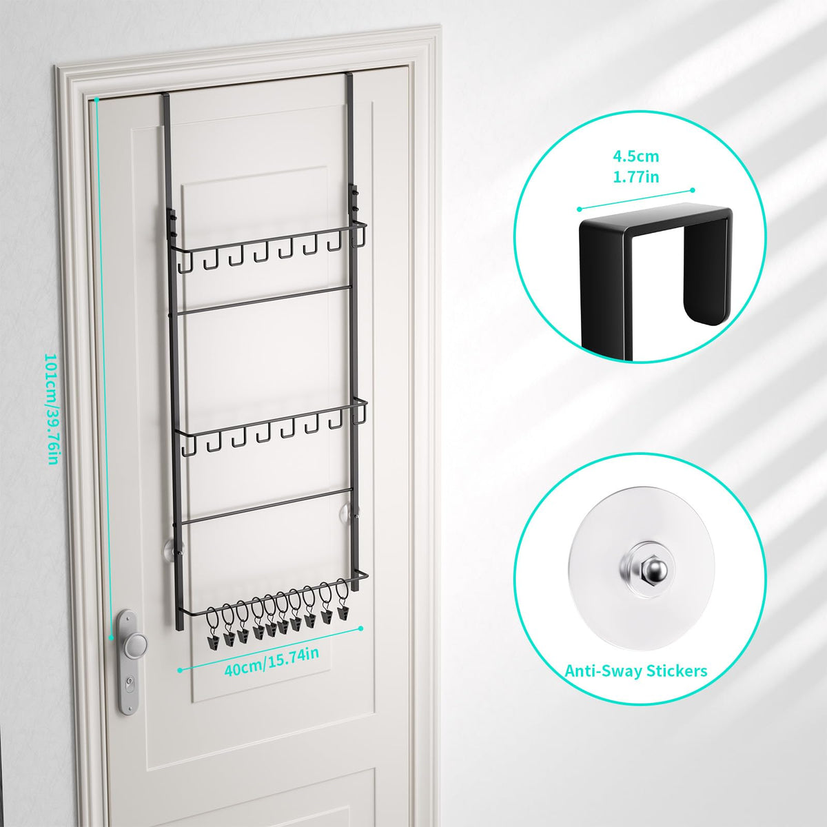 HapiRm Over Door Hat Rack - 3-Tier Wall Mounted Hat Storage Hold to 26 Caps - image 5